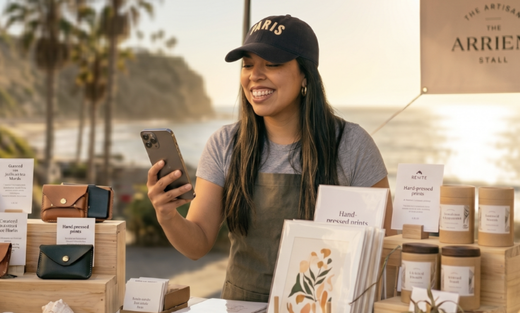 Merchant using Yatori POS on their phone